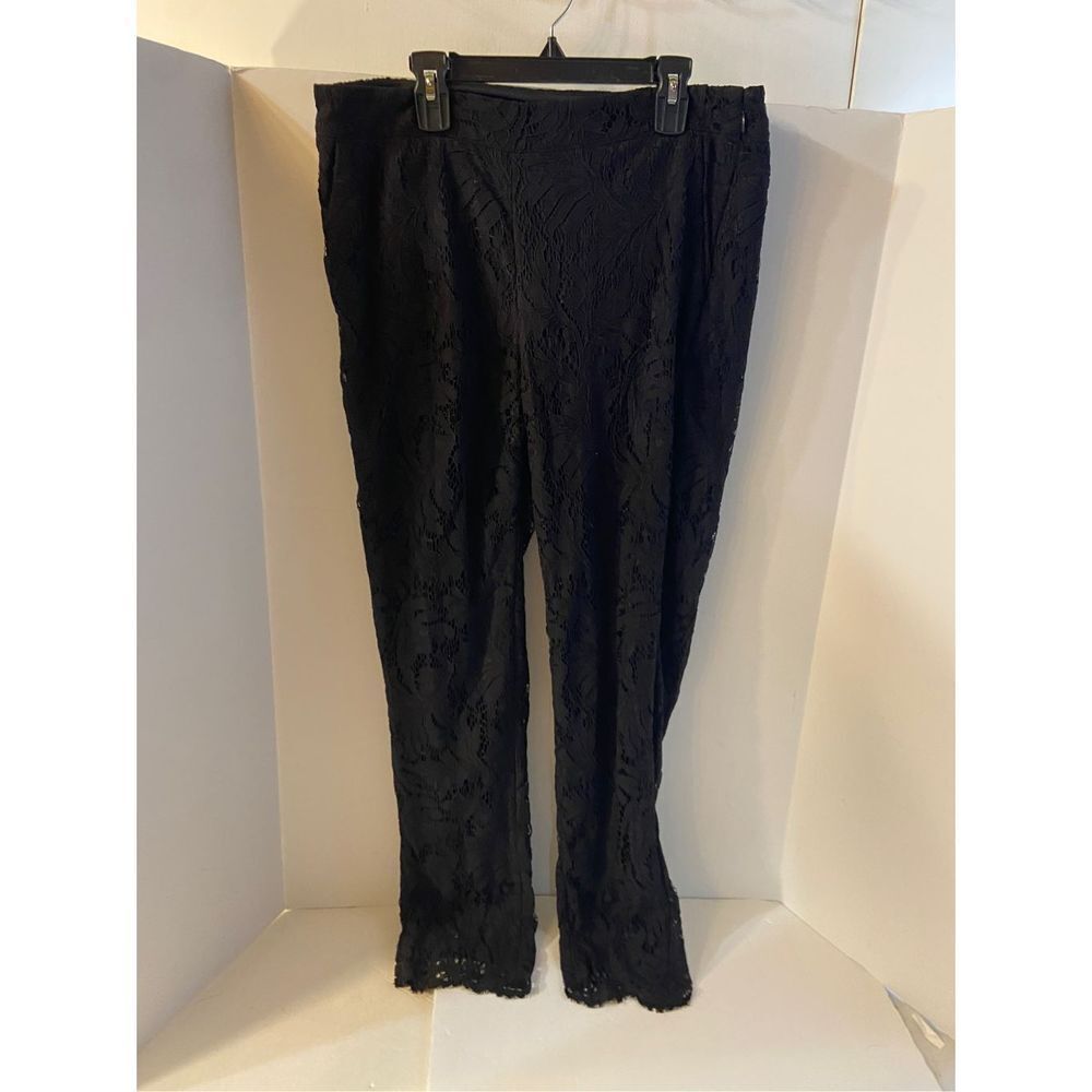 Crown Ivy size 6 black lace overlay pants new $69 Rayon blend rn#31104